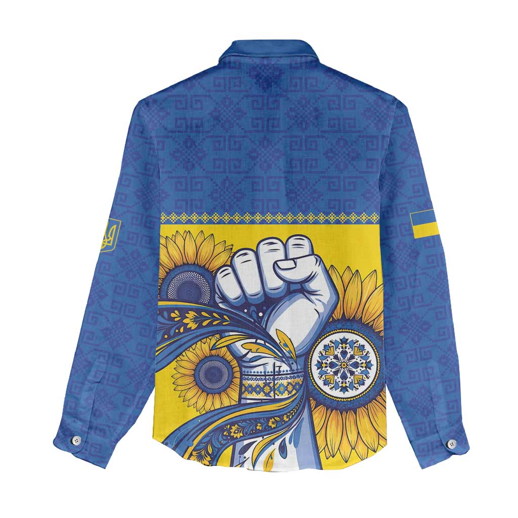 Ukraine Sunflowers Hand Women Casual Shirt with Ukrainian Folk Pattern - Wonder Print Shop