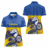 Ukraine Sunflowers Hand Women Polo Shirt with Ukrainian Folk Pattern - Wonder Print Shop