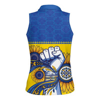 Ukraine Sunflowers Hand Women Sleeveless Polo Shirt with Ukrainian Folk Pattern - Wonder Print Shop