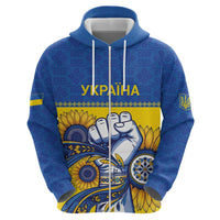Ukraine Sunflowers Hand Zip Hoodie with Ukrainian Folk Pattern - Wonder Print Shop