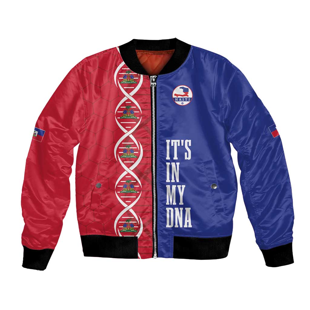 Custom Afro-Haiti Football Bomber Jacket It's In My DNA - Wonder Print Shop