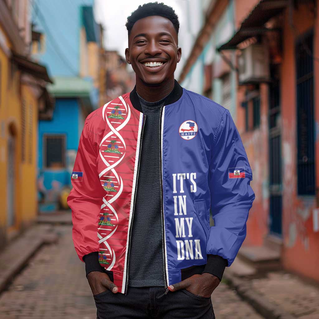 Custom Afro-Haiti Football Bomber Jacket It's In My DNA - Wonder Print Shop