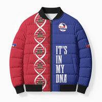 Custom Afro-Haiti Football Bomber Puffer Jacket It's In My DNA - Wonder Print Shop