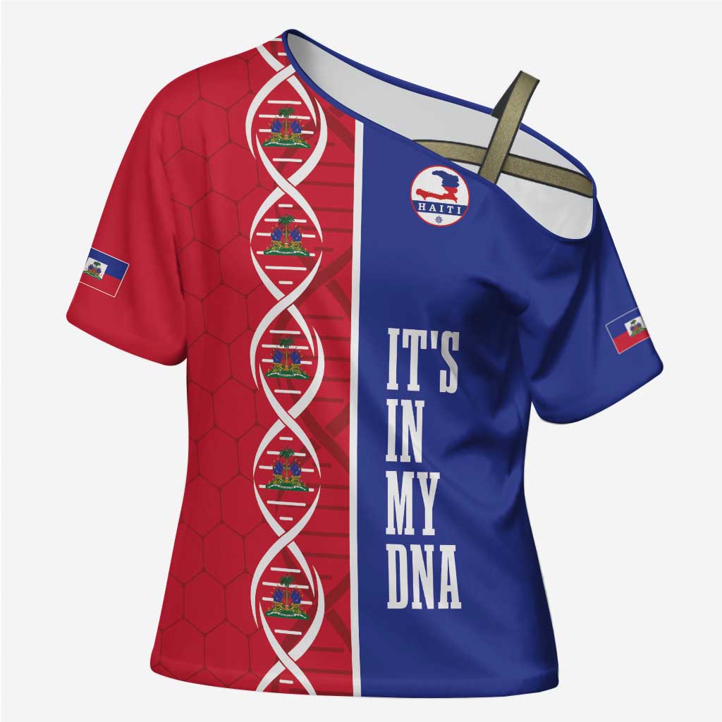 Custom Afro-Haiti Football Cross Shoulder Shirt It's In My DNA - Wonder Print Shop