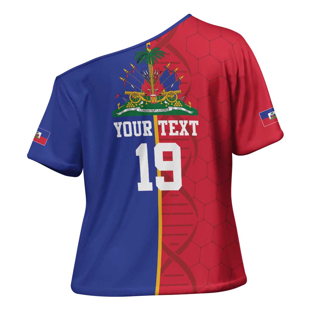 Custom Afro-Haiti Football Cross Shoulder Shirt It's In My DNA - Wonder Print Shop