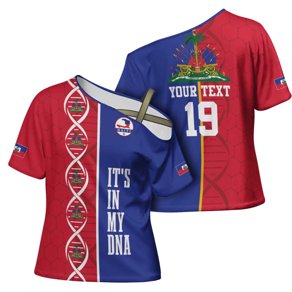 Custom Afro-Haiti Football Cross Shoulder Shirt It's In My DNA - Wonder Print Shop