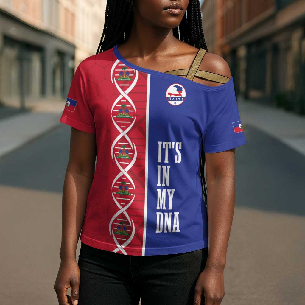 Custom Afro-Haiti Football Cross Shoulder Shirt It's In My DNA - Wonder Print Shop
