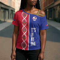 Custom Afro-Haiti Football Cross Shoulder Shirt It's In My DNA - Wonder Print Shop