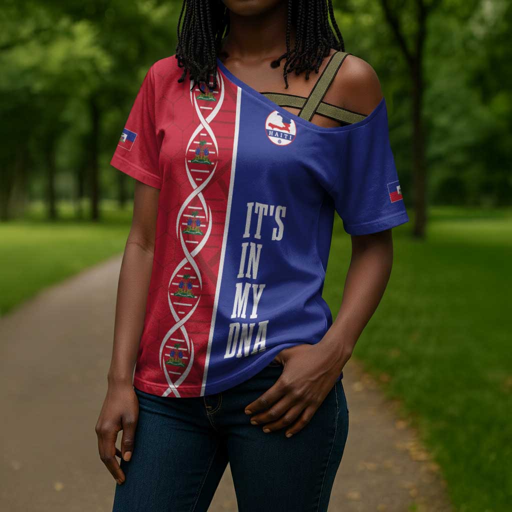 Custom Afro-Haiti Football Cross Shoulder Shirt It's In My DNA - Wonder Print Shop