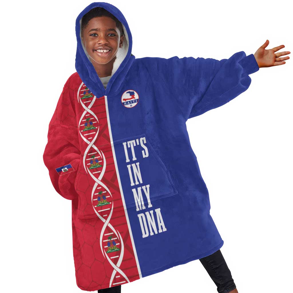 Custom Afro-Haiti Football Kid Wearable Blanket Hoodie It's In My DNA - Wonder Print Shop