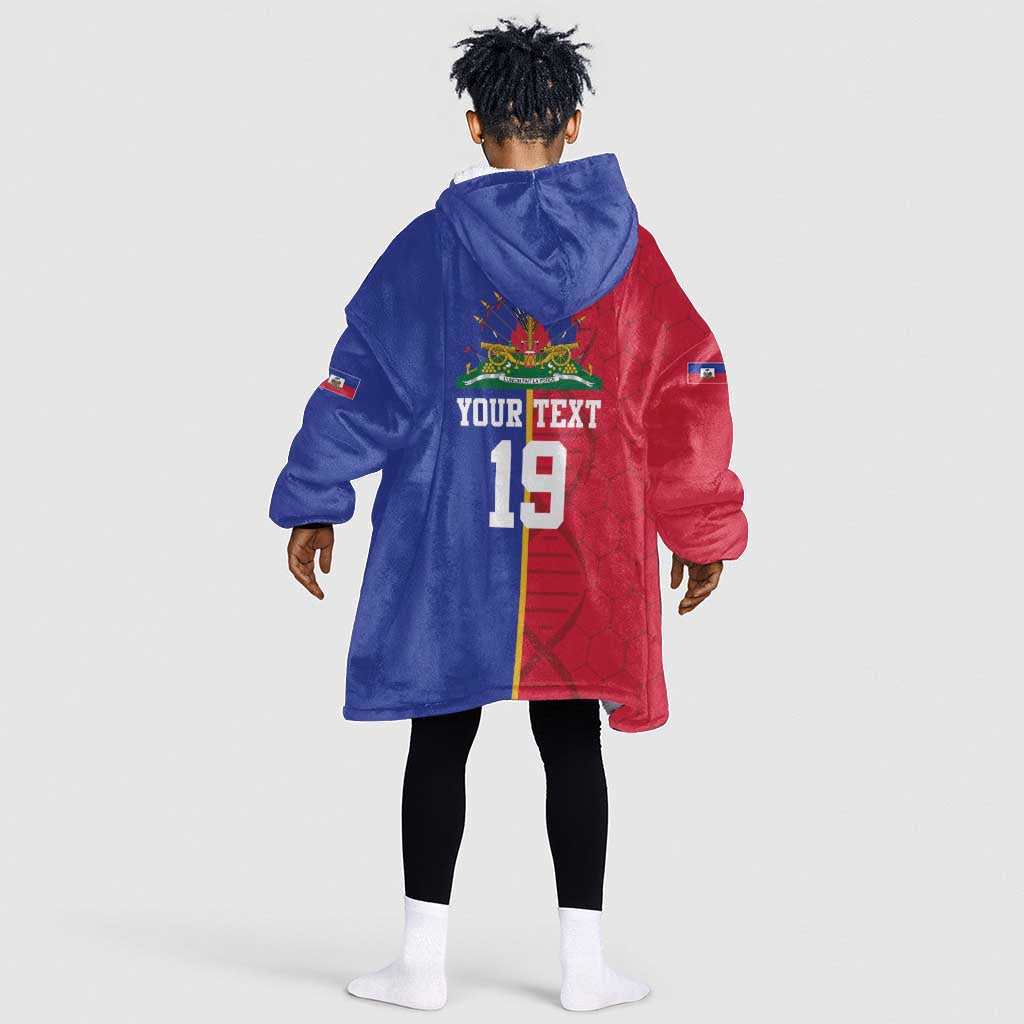 Custom Afro-Haiti Football Kid Wearable Blanket Hoodie It's In My DNA - Wonder Print Shop