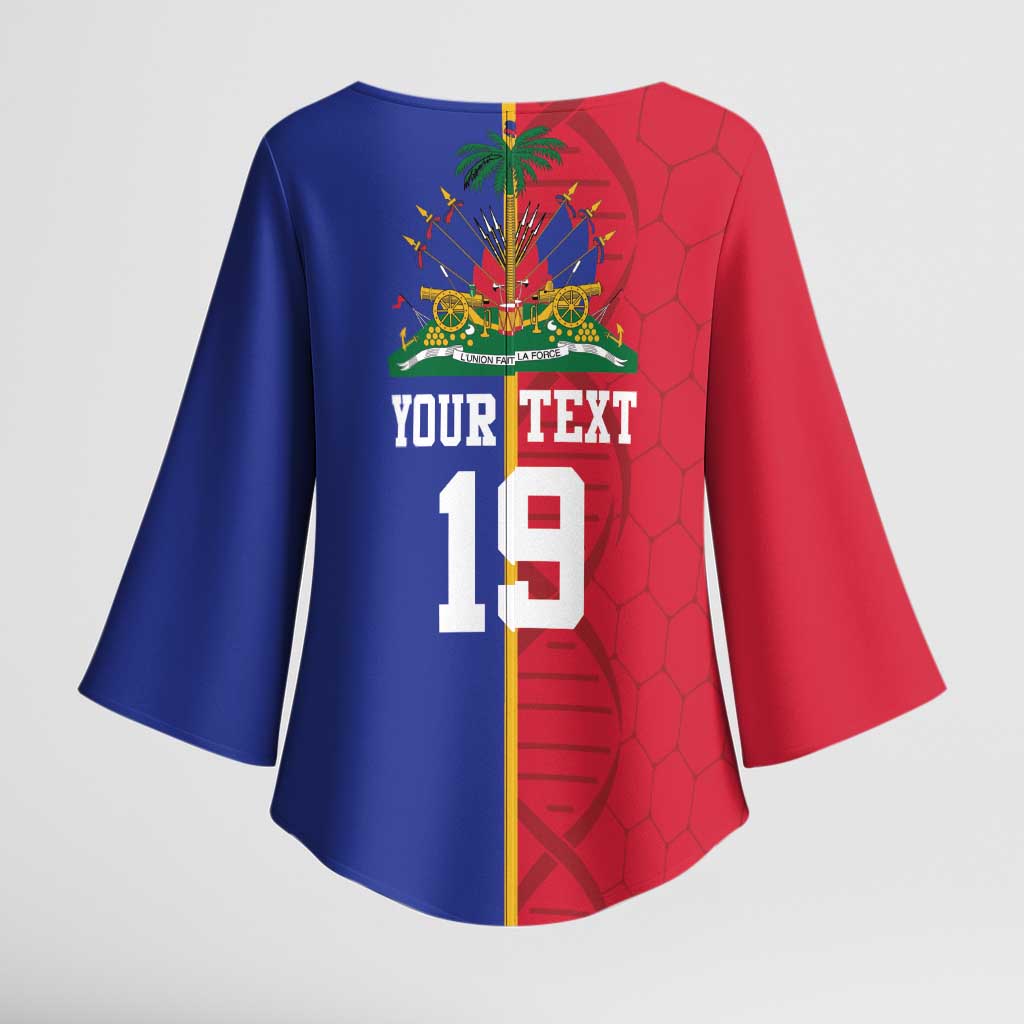 Custom Afro-Haiti Football Kimono Sleeve Blouse It's In My DNA - Wonder Print Shop