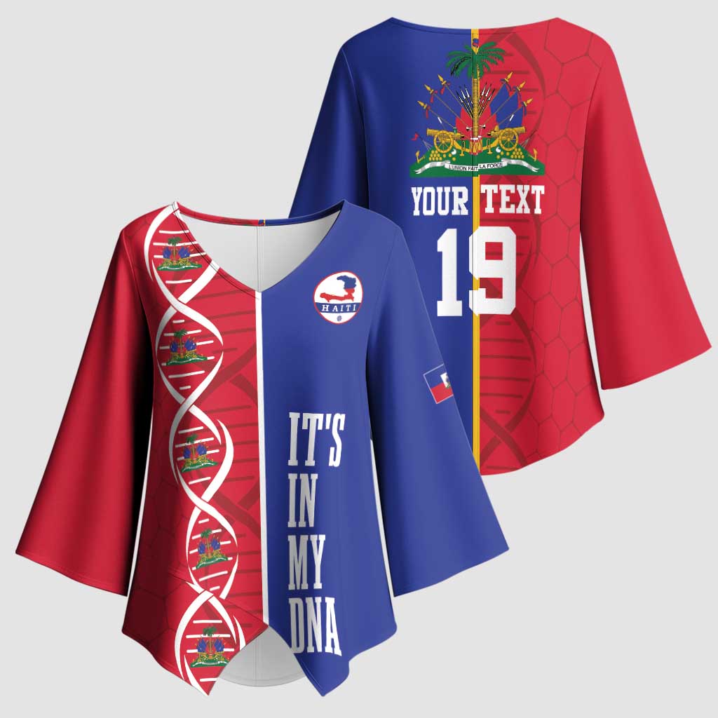Custom Afro-Haiti Football Kimono Sleeve Blouse It's In My DNA - Wonder Print Shop