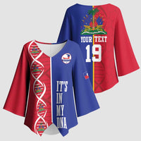 Custom Afro-Haiti Football Kimono Sleeve Blouse It's In My DNA - Wonder Print Shop