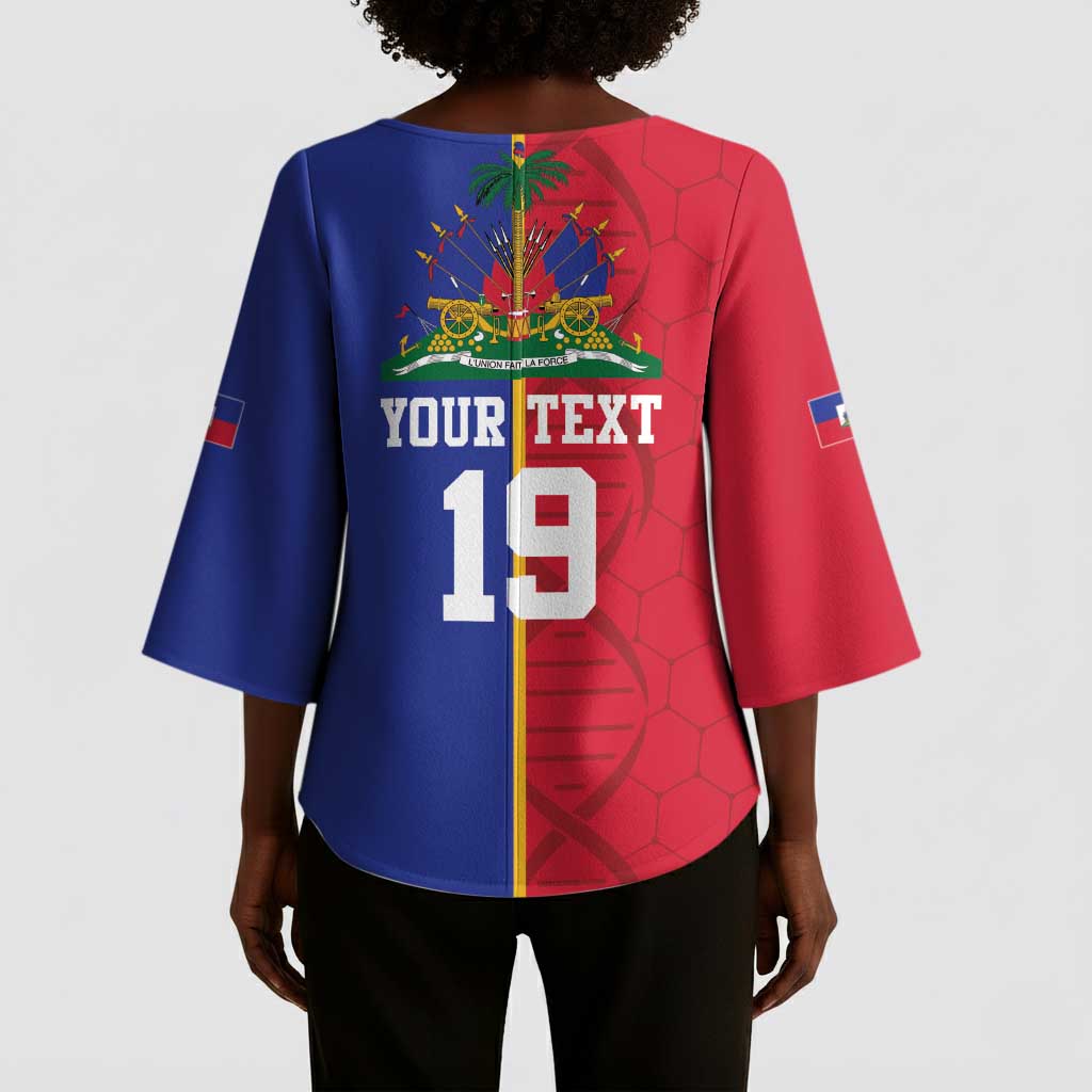 Custom Afro-Haiti Football Kimono Sleeve Blouse It's In My DNA - Wonder Print Shop