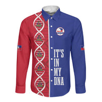 Custom Afro-Haiti Football Long Sleeve Button Shirt It's In My DNA - Wonder Print Shop