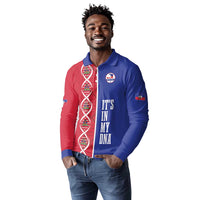 Custom Afro-Haiti Football Long Sleeve Polo Shirt It's In My DNA - Wonder Print Shop
