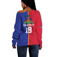 Custom Afro-Haiti Football Off Shoulder Sweater It's In My DNA - Wonder Print Shop