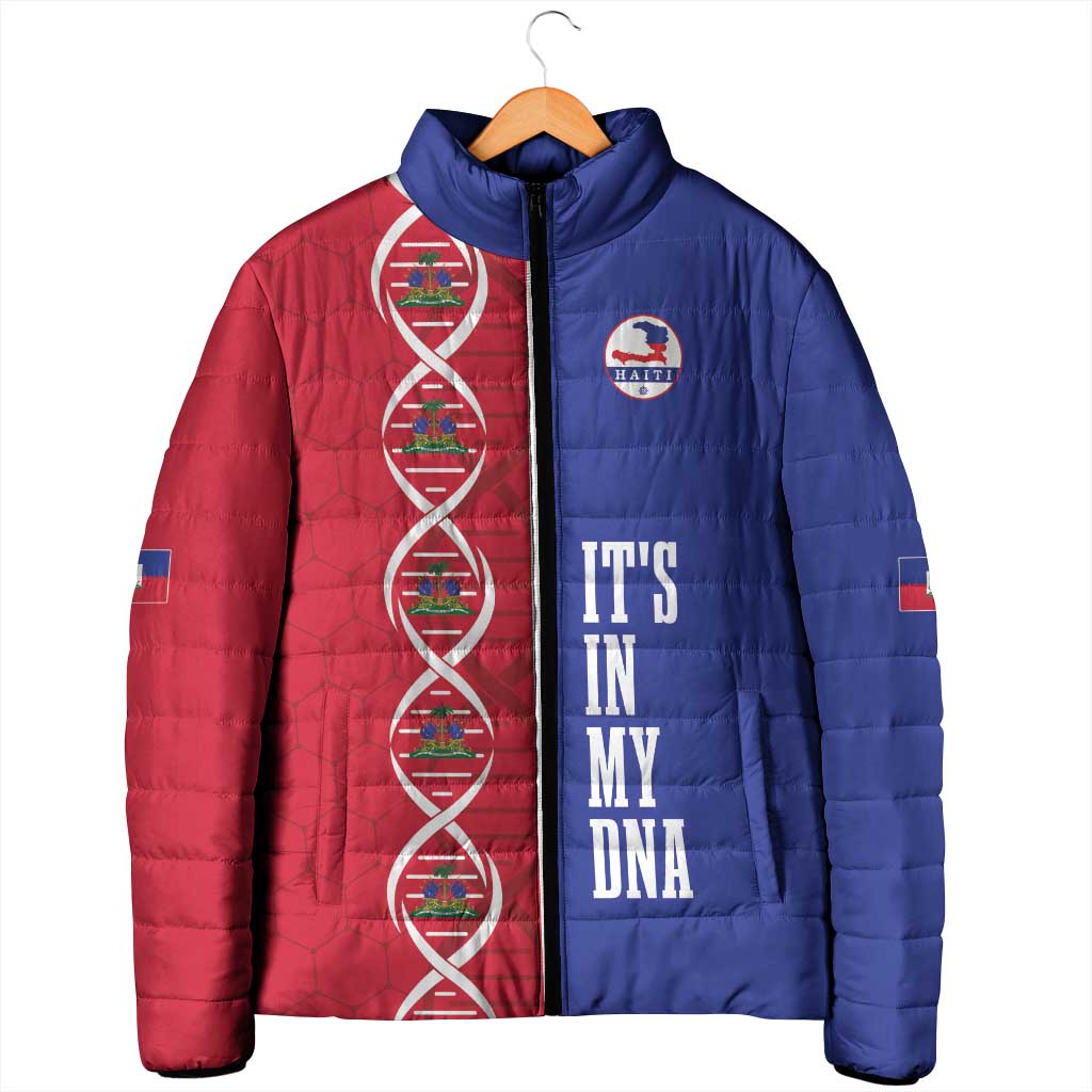 Custom Afro-Haiti Football Padded Jacket It's In My DNA - Wonder Print Shop