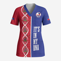Custom Afro-Haiti Football Scrub Top It's In My DNA - Wonder Print Shop