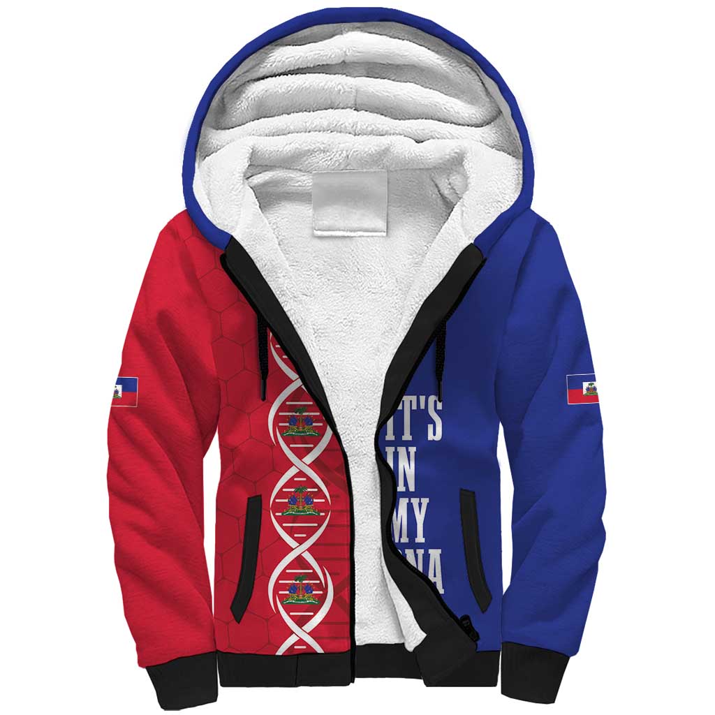 Custom Afro-Haiti Football Sherpa Hoodie It's In My DNA - Wonder Print Shop