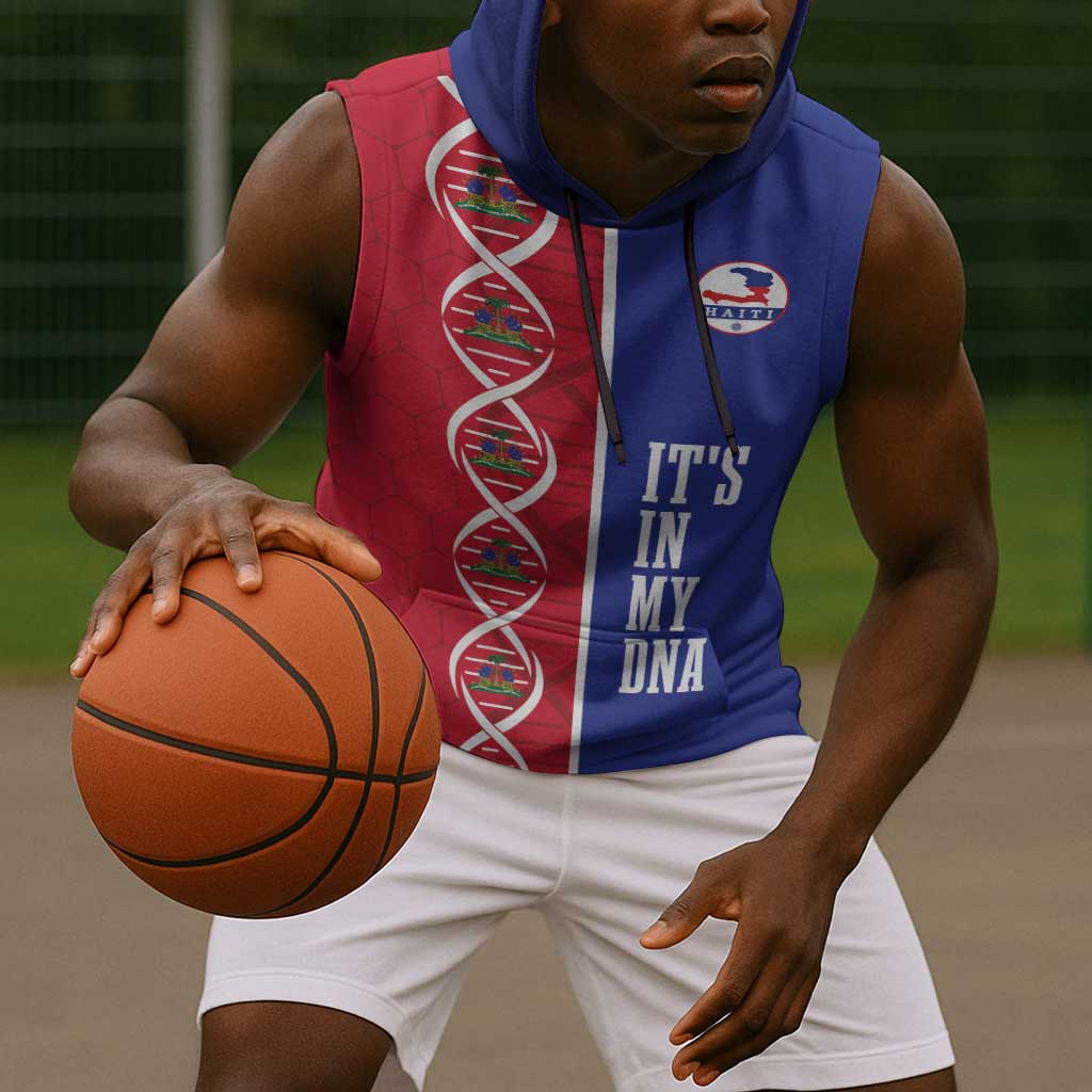 Custom Afro-Haiti Football Sleeveless Hoodie It's In My DNA - Wonder Print Shop