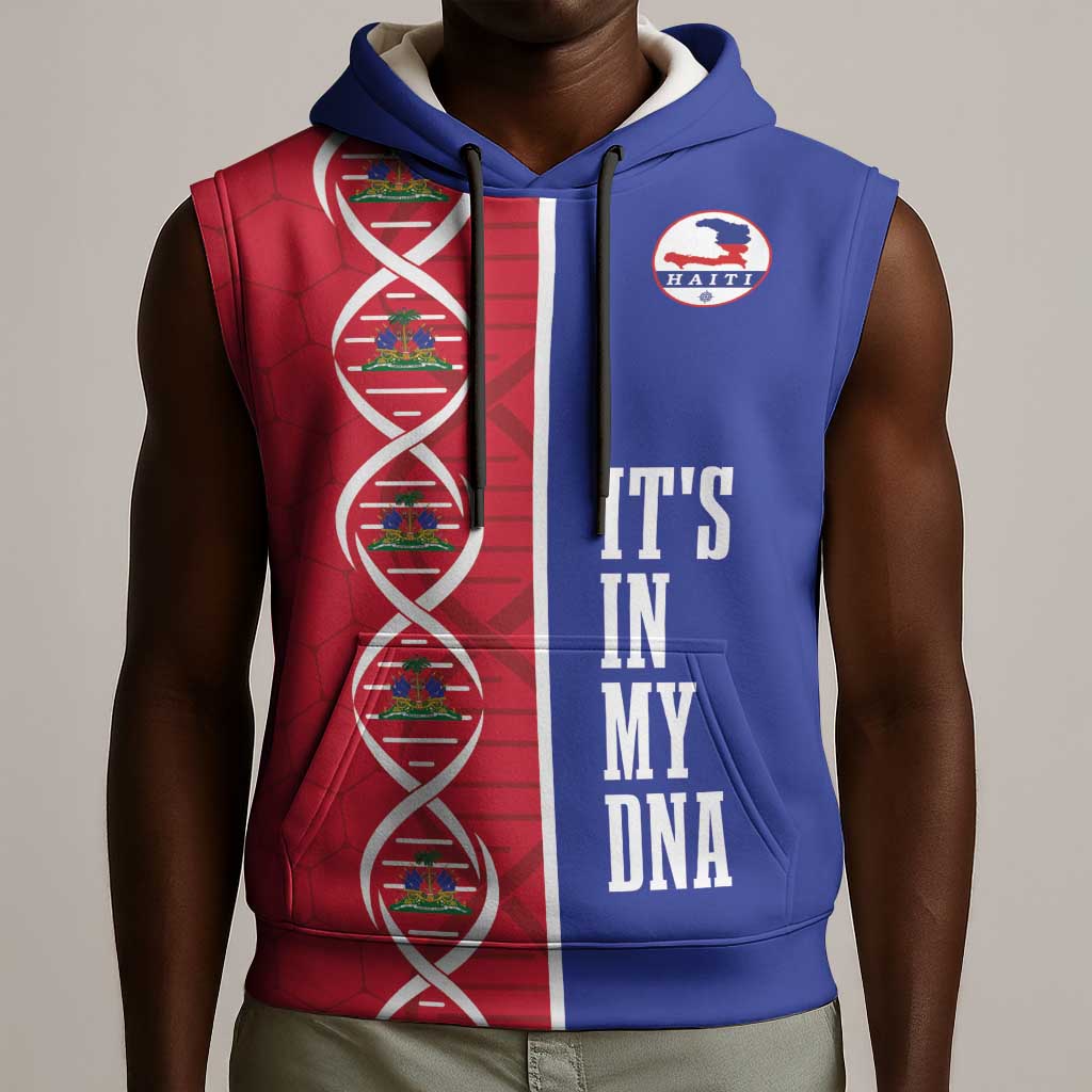 Custom Afro-Haiti Football Sleeveless Hoodie It's In My DNA - Wonder Print Shop
