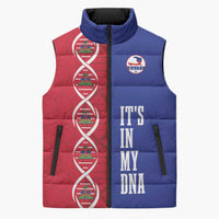 Custom Afro-Haiti Football Sleeveless Puffer Jacket It's In My DNA - Wonder Print Shop