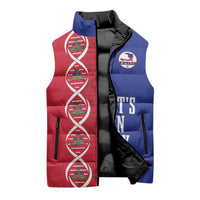 Custom Afro-Haiti Football Sleeveless Puffer Jacket It's In My DNA - Wonder Print Shop