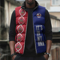 Custom Afro-Haiti Football Sleeveless Puffer Jacket It's In My DNA - Wonder Print Shop