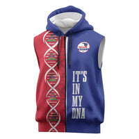 Custom Afro-Haiti Football Sleeveless Zip Hoodie It's In My DNA - Wonder Print Shop