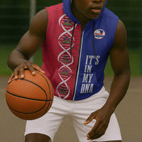Custom Afro-Haiti Football Sleeveless Zip Hoodie It's In My DNA - Wonder Print Shop
