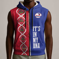 Custom Afro-Haiti Football Sleeveless Zip Hoodie It's In My DNA - Wonder Print Shop