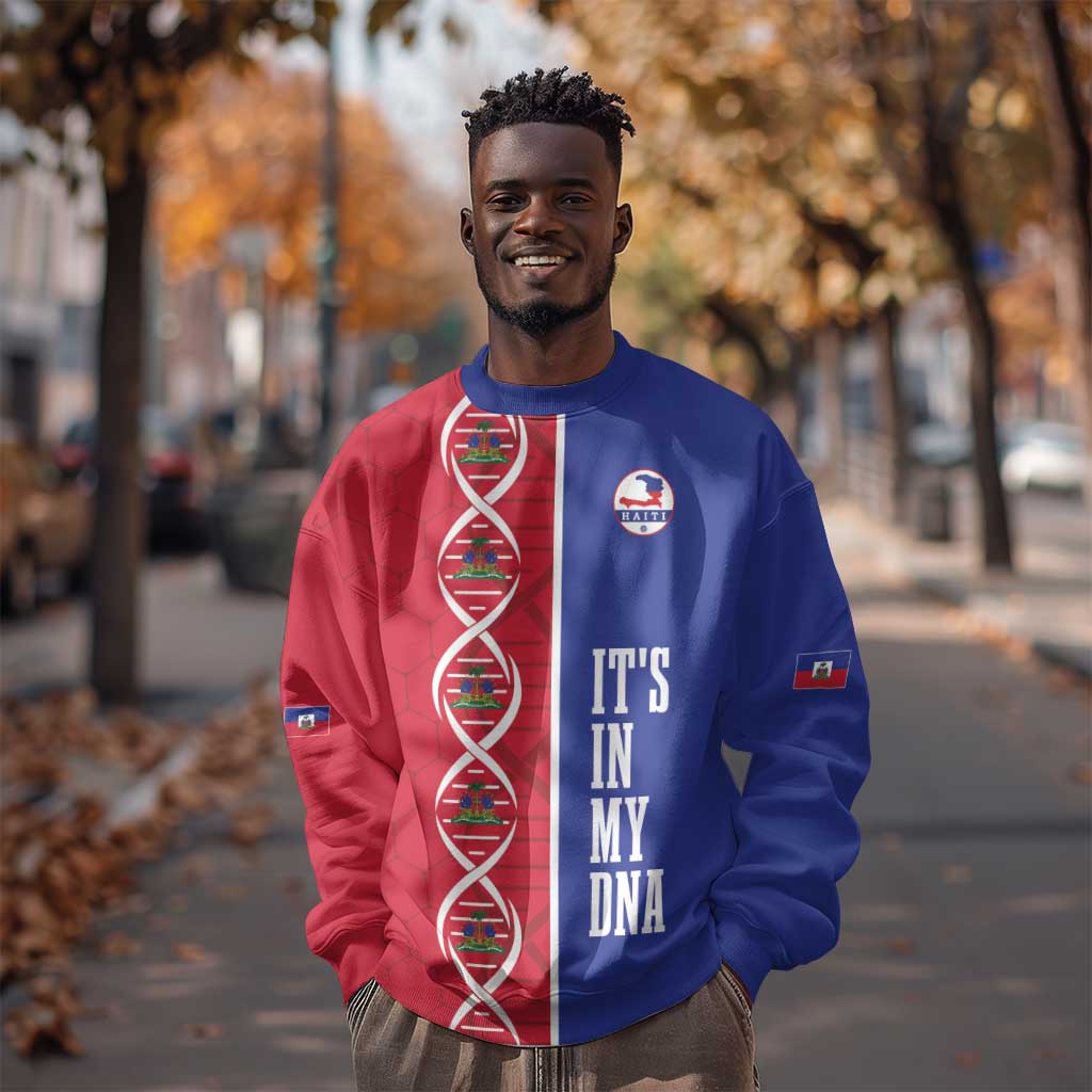 Custom Afro-Haiti Football Sweatshirt It's In My DNA - Wonder Print Shop