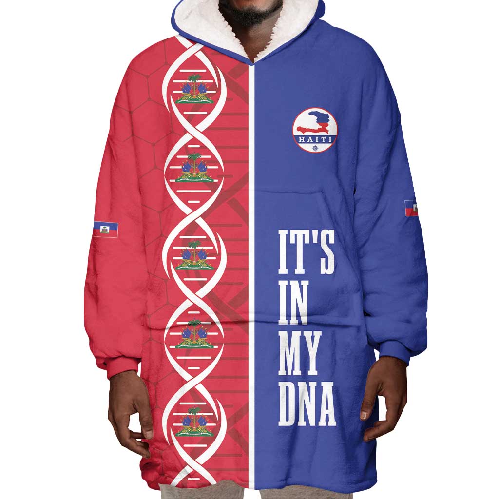 Custom Afro-Haiti Football Wearable Blanket Hoodie It's In My DNA - Wonder Print Shop