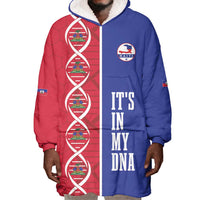 Custom Afro-Haiti Football Wearable Blanket Hoodie It's In My DNA - Wonder Print Shop