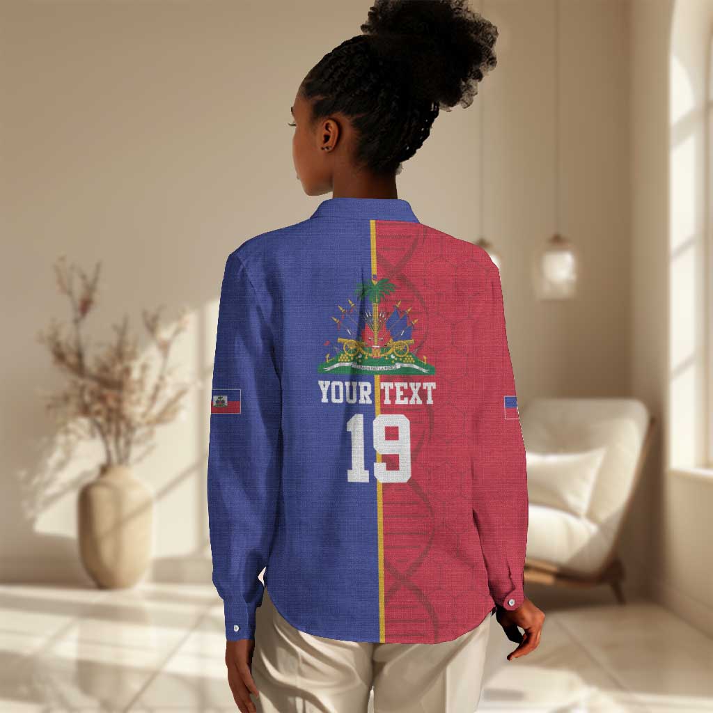 Custom Afro-Haiti Football Women Casual Shirt It's In My DNA - Wonder Print Shop