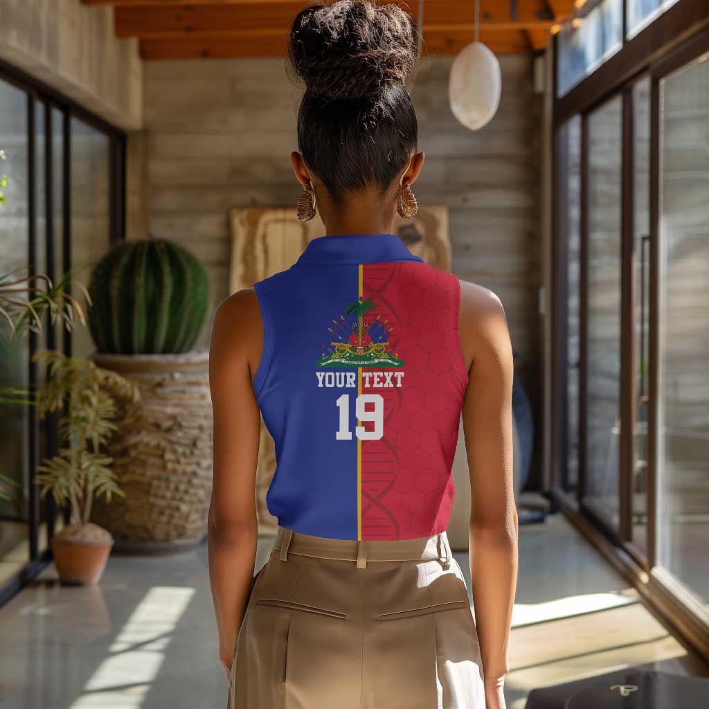 Custom Afro-Haiti Football Women Sleeveless Polo Shirt It's In My DNA - Wonder Print Shop