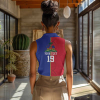 Custom Afro-Haiti Football Women Sleeveless Polo Shirt It's In My DNA - Wonder Print Shop