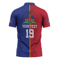 Custom Afro-Haiti Football Zipper Polo Shirt It's In My DNA - Wonder Print Shop