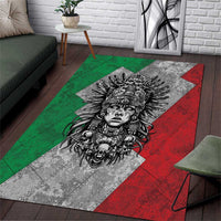 Mexico Aztec Warrior Goddess Area Rug Aztec Tribal Skull Tricolor Armor