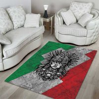 Mexico Aztec Warrior Goddess Area Rug Aztec Tribal Skull Tricolor Armor