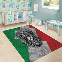 Mexico Aztec Warrior Goddess Area Rug Aztec Tribal Skull Tricolor Armor