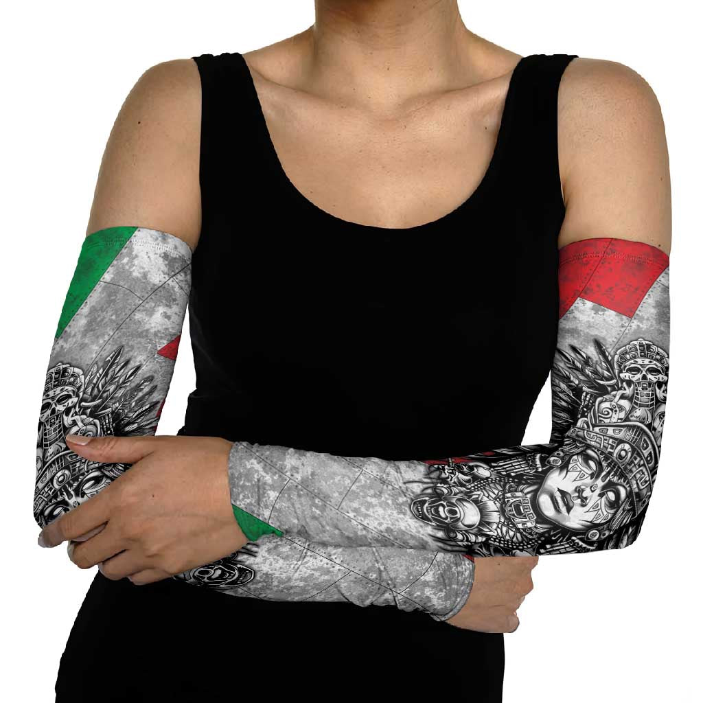 Mexico Aztec Warrior Goddess Arm Sleeves Aztec Tribal Skull Tricolor Armor