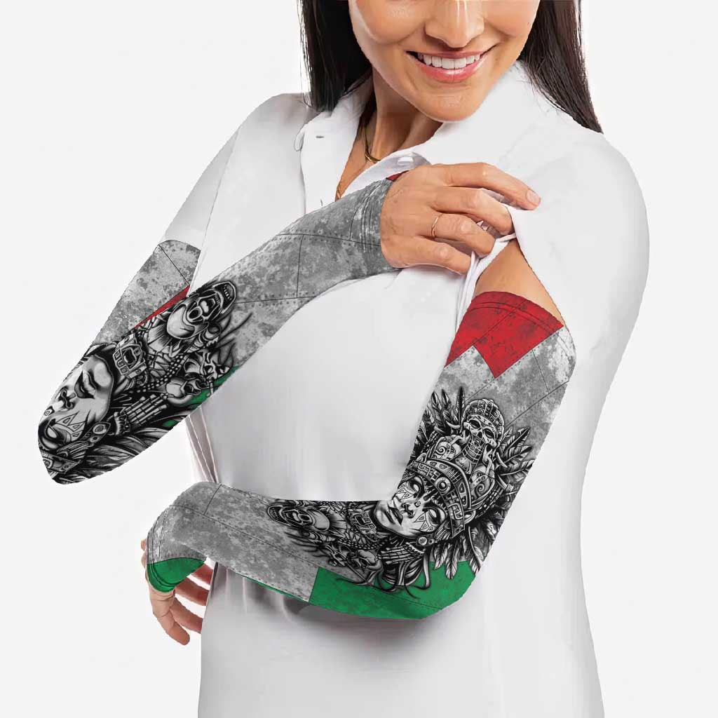 Mexico Aztec Warrior Goddess Arm Sleeves Aztec Tribal Skull Tricolor Armor
