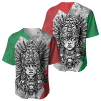 Mexico Aztec Warrior Goddess Baseball Jersey Aztec Tribal Skull Tricolor Armor