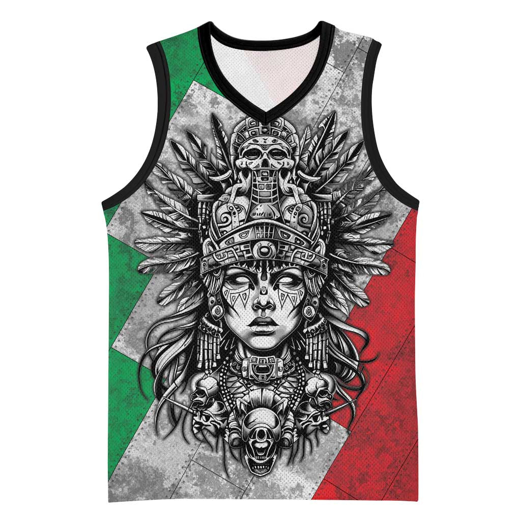 Mexico Aztec Warrior Goddess Basketball Jersey Aztec Tribal Skull Tricolor Armor