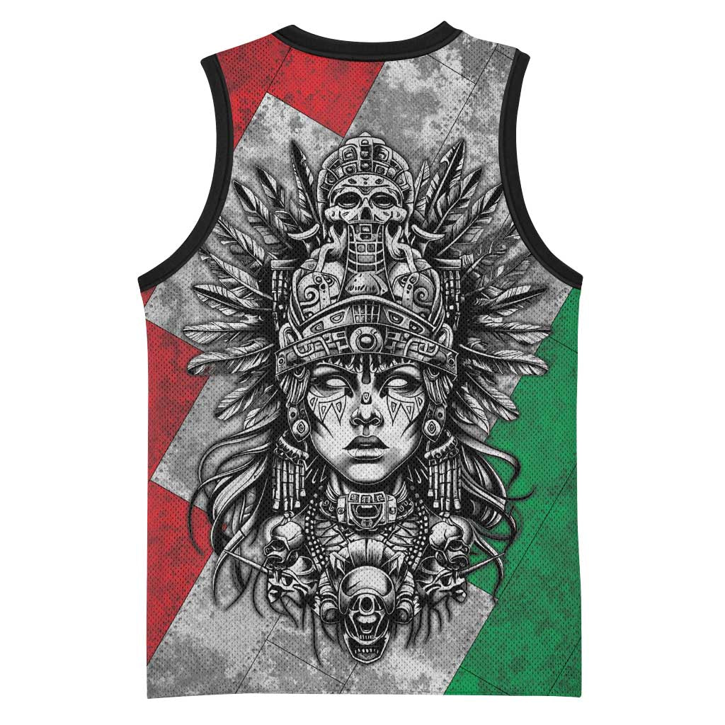Mexico Aztec Warrior Goddess Basketball Jersey Aztec Tribal Skull Tricolor Armor