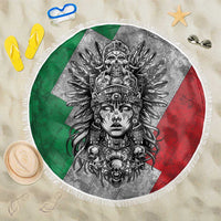 Mexico Aztec Warrior Goddess Beach Blanket Aztec Tribal Skull Tricolor Armor