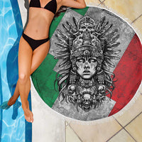 Mexico Aztec Warrior Goddess Beach Blanket Aztec Tribal Skull Tricolor Armor